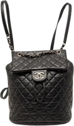 Chanel Pre-owned Matelasse Leren Rugzak - Dames - Vintage Rugzakken - Zwart - ONE Size - Leer - Vintage