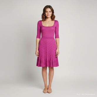 M Missoni Pink Rib Knit Flared Mini Dress