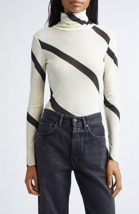 Marimekko Vilina Basso Wool Mock Neck Top in Off White Black at Nordstrom Rack, Size X-Large