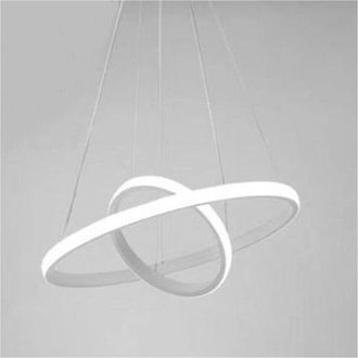 Trade Shop Lampadario Sospeso Led 60w 2 Cerchi Pendente Rotondo Anelli Bianco Luce 6500k 50286 - - Trade Shop Traesio