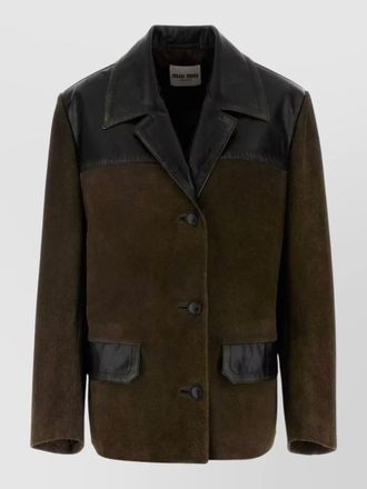 Miu Miu suede jacket notch lapel long sleeves