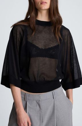 Kenneth Cole Raglan Sleeve Crewneck Sweater in Black at Nordstrom, Size X-Large