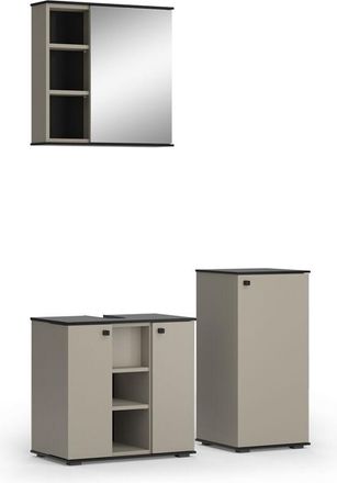 Vicco Conjunto De Muebles De Ba&ntilde;o Joli, Gris, 3 Piezas, Con Armario Midi
