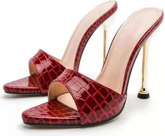 Generic Womens Slippers Summer Women Extreme High Heels Slides Female Stiletto Slippers Leather Shoes