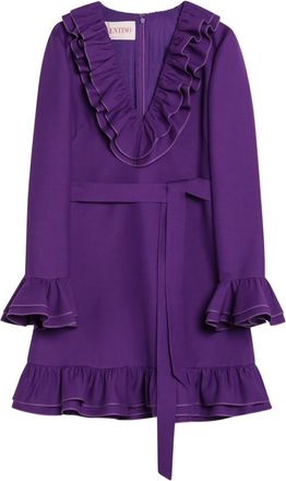 Valentino Elegante Wol Zijde Jurken - Dames - Korte kleedjes - Paars - M - Wol - Kleedjes