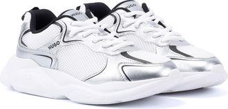 HUGO BOSS Hugo Leon Tennis WoMens Silver/Black Trainers - Size UK 7