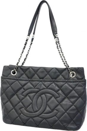 Chanel Black Grained Calfskin Tote Bag (Pre-Owned)