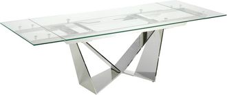 Angel Cerd&aacute; Mesa comedor extensible rectangular cristal templado y acero cromado