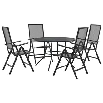 Berkfield Home Reclining Garden Chair Set 5 pcs Anthracite Powder-coated Steel in Black