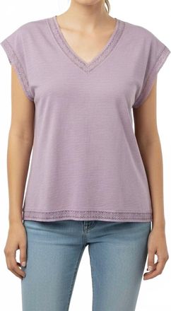 Mod-o-doc Dolman Lace Trim Tee In Lilac