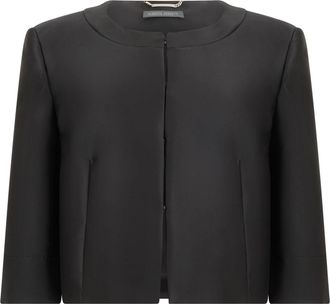 Alberta Ferretti Blazer met ronde hals - Dames - Blazers - Zwart - XL - Polyester - Jassen
