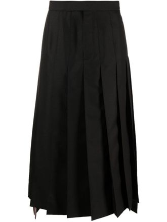 Thom Browne pleated wool maxi skirt - Black