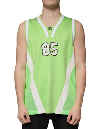 Dolce & Gabbana Green Polyester Jersey Sleeveless Mens T-shirt