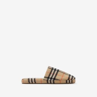Burberry Check Wool Blend Slippers, Size: 40
