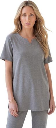 Roaman's Plus Size Soft Knit Tunic With Notch Neckline in Medium Heather Grey at Nordstrom, Size 6X