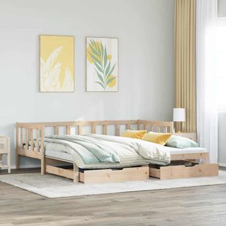 Berkfield Home Daybed with Trundle & Drawers without Mattress 80x200 cm in Brown