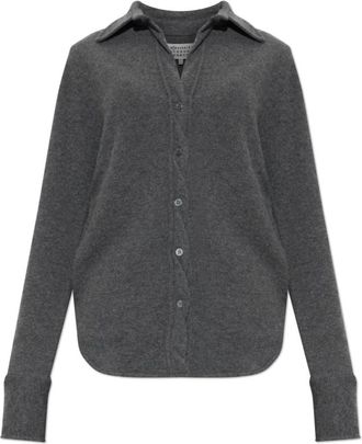 Maison Margiela Wol T-shirt - Dames - Overhemden - Grijs - S - Wol - Overhemden