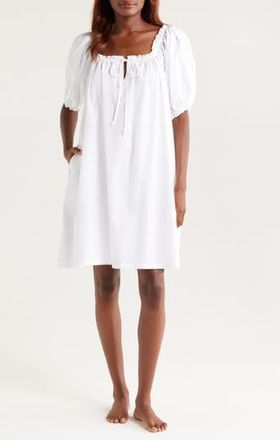 Nordstrom Tie Front Cotton Nightgown in White at Nordstrom Rack, Size Large