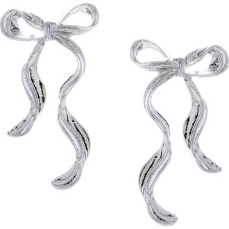 Olivia Welles Wavy Bow Earrings in Silver at Nordstrom Rack