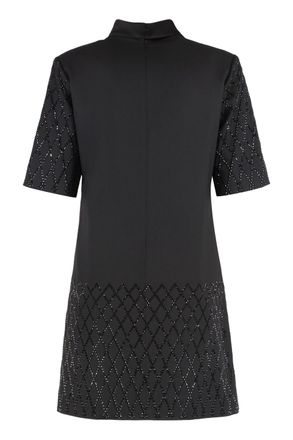 Pinko Womens T-Shirt Dress Black With Rhinestones Polyester