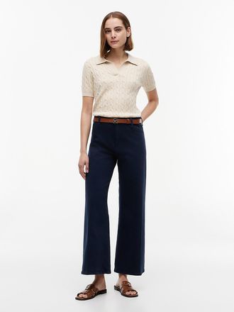 Tommy Hilfiger Womens Stretch High-Rise Cropped Wide Leg Jean - Navy - 25W x RegularL