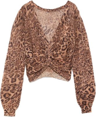 Twin-Set Maglione con stampa leopardata - Marrone
