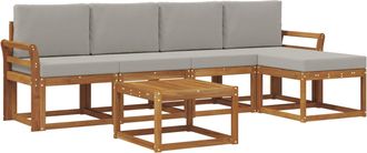 vidaXL Conjunto De Sof&aacute;s De Exterior 6 Uds. Gris Natural Y Claro Vidaxl