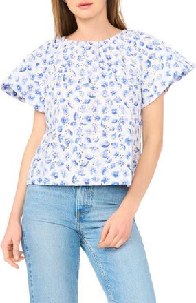 CeCe by Cynthia Steffe Tassel Tie Cotton Poplin Top in Bellflower Blue at Nordstrom, Size X-Small