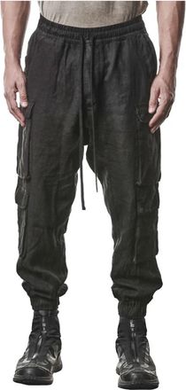 Thom Krom Pantalone Double Cargo in Lino - Heren - Sweatpants - Zwart - S - Linnen - Broeken