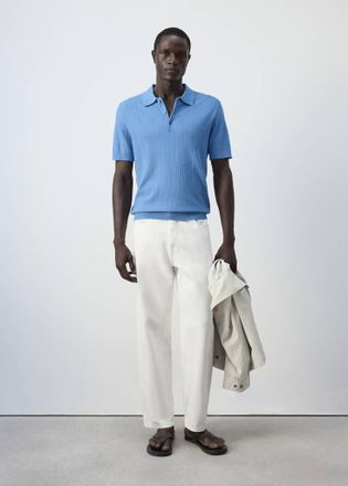 Mango Polo maglia sottile coste blu - Uomo - XXL - MANGO MAN