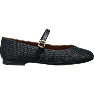 Margaux Eyewear The Demi Jane Flat in Black Raffia at Nordstrom, Size 40.5