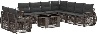 vidaXL Conjunto De Sof&aacute;s De Jard&iacute;n 10 Uds. Gris Y Gris Oscuro Vidaxl