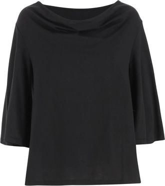 By Malene Birger Katoenen T-shirt met boothals - Dames - Blouses - Zwart - XS - Katoen - Overhemden