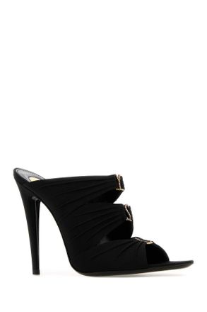 Saint Laurent Womens Black Fabric Emilie Mules Nerocrystal+lightb Sandali