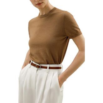 LilySilk Cashmere Round Neck Sweater in Toffee at Nordstrom, Size X-Small