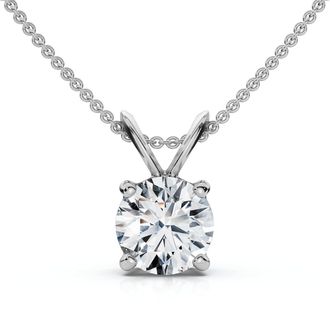 Pompeii3 3/4Ct Solitaire Diamond Pendant 14k Gold Womens Necklace Lab Grown EF/VS