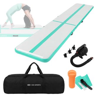 ECD Germany Ecd Germany Tappetino Ginnastica Gonfiabile Airtrack 5m Verde Menta, Materassino 10 Cm Tumbling Tappeto Fitness Palestra Yoga Pilates Materasso Allena
