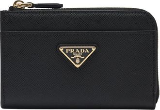 Prada Wallets & Cardholders, female, Black, Size: ONE SIZE Saffiano Leather Keychain