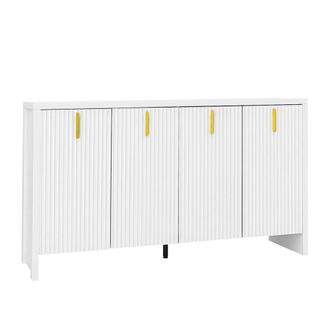 Urban Meuble Aparador blanco ondulado con tiradores dorados 140x38x80cm