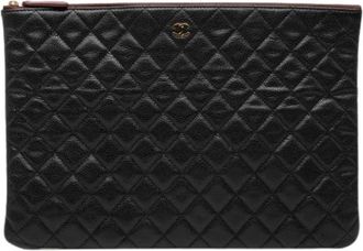 Chanel Pre-owned Quilted Caviar Leather Clutch - Dames - Vintage Clutch - Zwart - ONE Size - Leer - Vintage