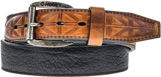 Hooey Mens Hog Bullhide Leather Belt In Black/brown
