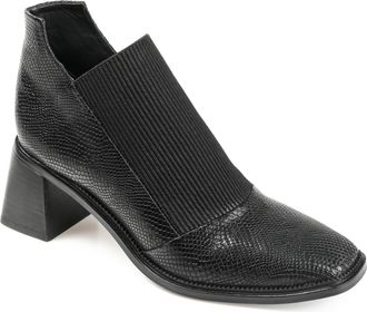 Journee Collection Womens Genuine Leather Stylla Square Toe Stacked Ankle Booties