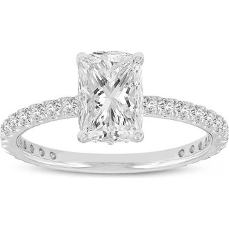 LuvMyJewelry Melina 14K Gold Cushion Lab Grown Diamond Engagement Ring - 2.0 Ct in 14K White Gold at Nordstrom, Size 6.5
