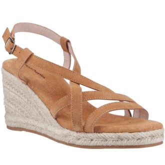Hush Puppies Jenny Espadrille Wedge Suede Womens Tan Wedges - Size UK 6