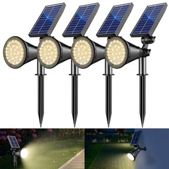 OEM Foco Solar Exterior Impermeable, Con Sensor Autom&aacute;tico, 36 Led, 1200 Mah, 4 Unidades (blanco/negro)