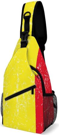 Generic Belgian Flag Mens Shoulder Bags Sling Crossbody Backpack Travel Hiking Chest Bag with Small Side 38x20cm