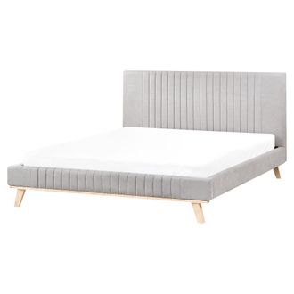 Beliani Cama Con Somier De Chenilla 160 X 200 Cm Capiton&eacute; Aspecto Moderno Gris Claro Talence