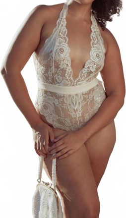 Kilo Brava Whisper Lace Teddy Bodysuit In Peach