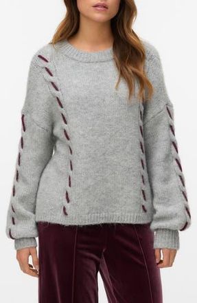 Vero Moda Ilina Oversize M&eacute;lange Sweater in Light Grey Melange D at Nordstrom Rack, Size X-Large