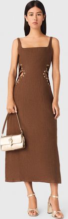 Maje Linen Blend Maxi Dress - Brown - Maje